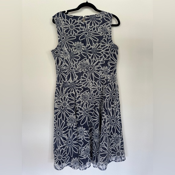 Tommy Hilfiger | Blue and White Fit and Flare Midi Summer Dress | Sheer Dress - Picture 8 of 9